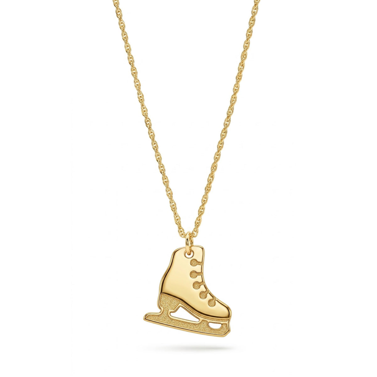 Gold ice skate shoe necklace