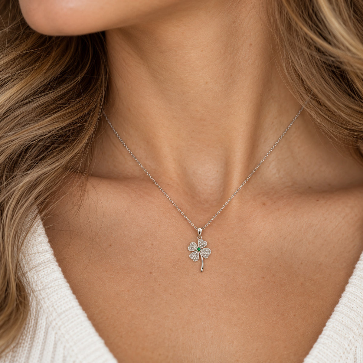 silver clover neckalce
