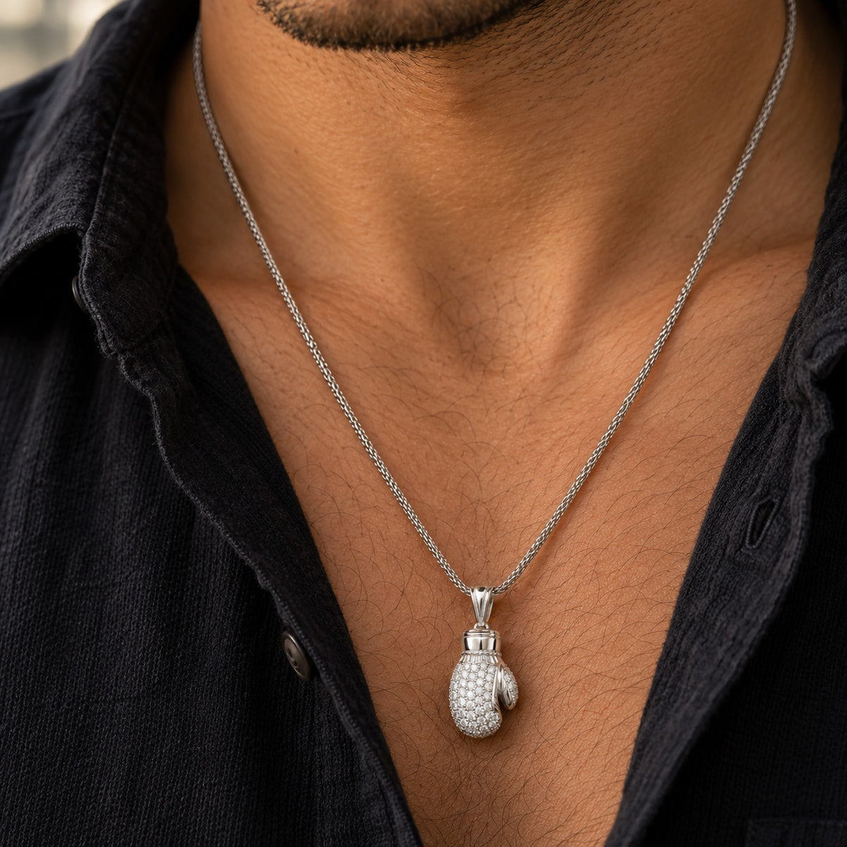 silver boxing glove pendant