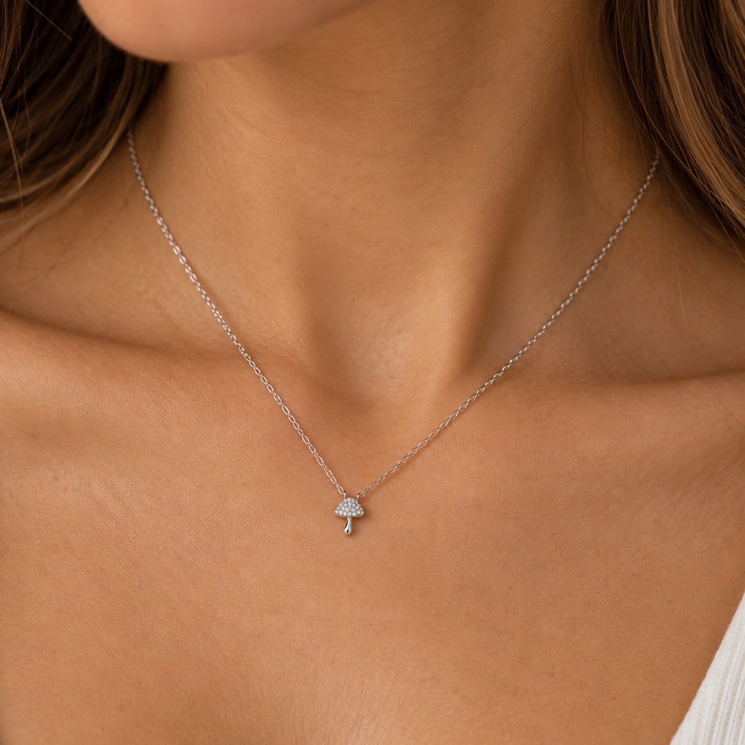 Silver Mushroom Necklace