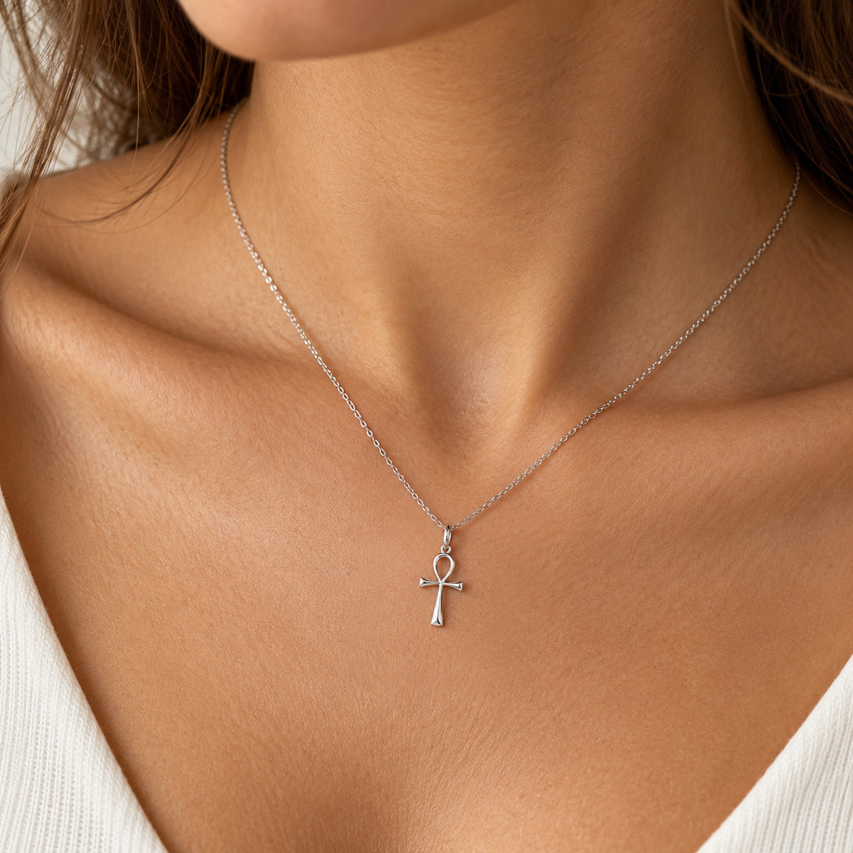 Silver Ankh Cross Pendant
