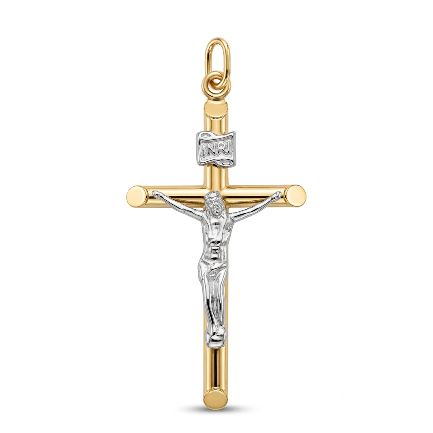 Gold Two Tone Jesus Crucifix Pendant