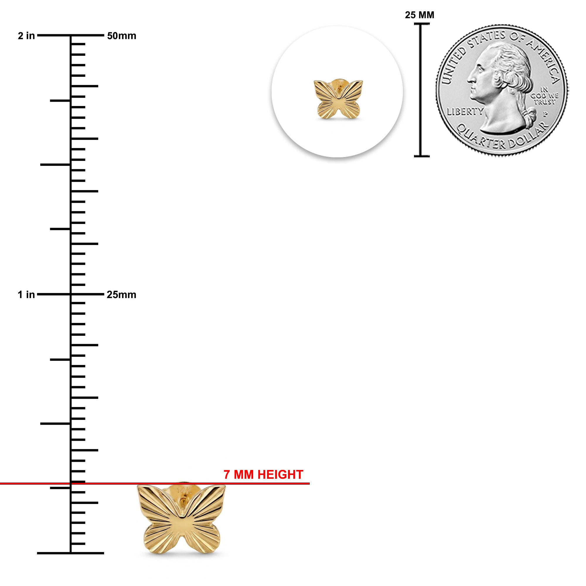 Gold butterfly earring