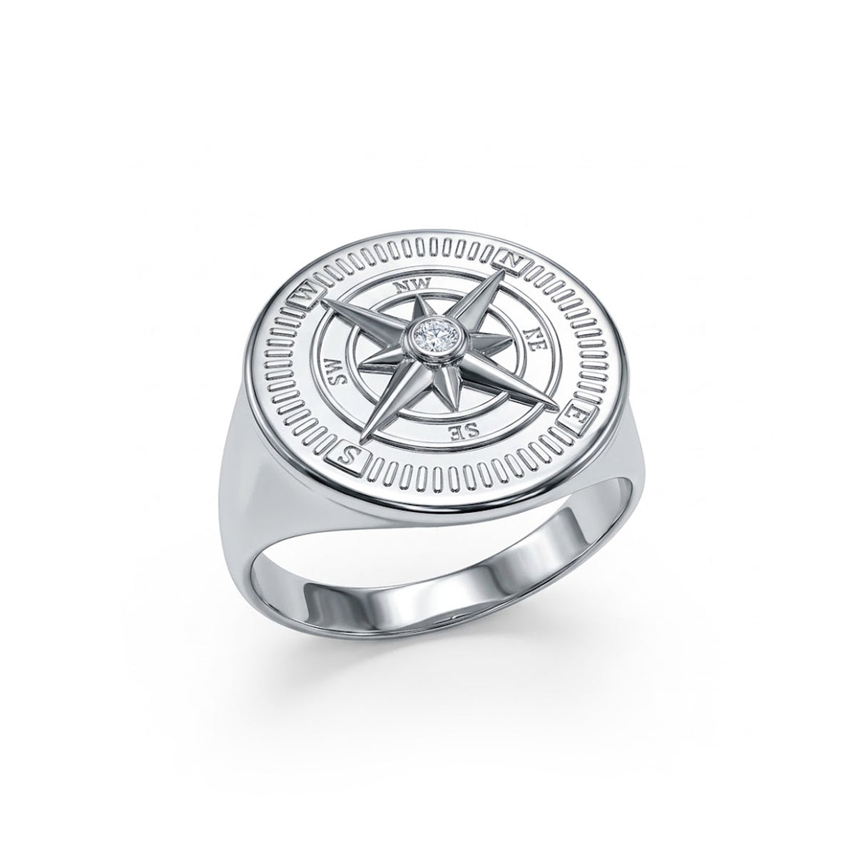silver compass ring