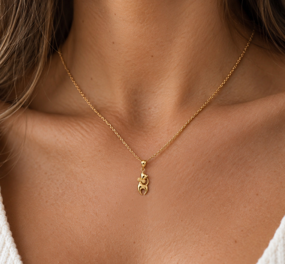 Gold cat bow charm