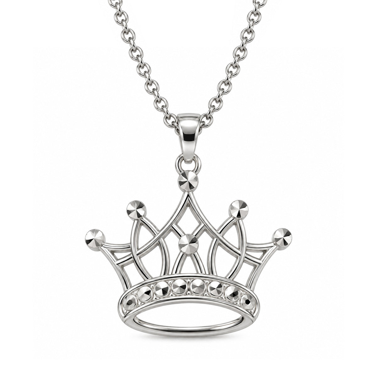 Silver Crown Tiara Necklace
