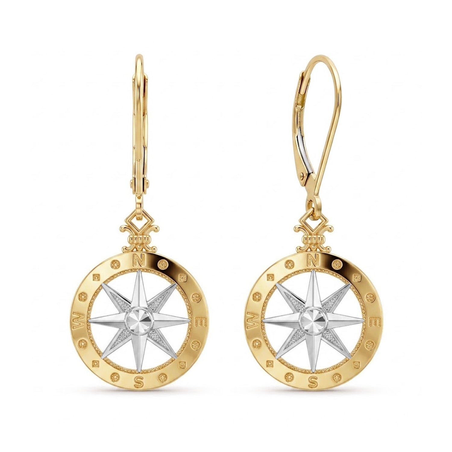 Gold Compass Earring