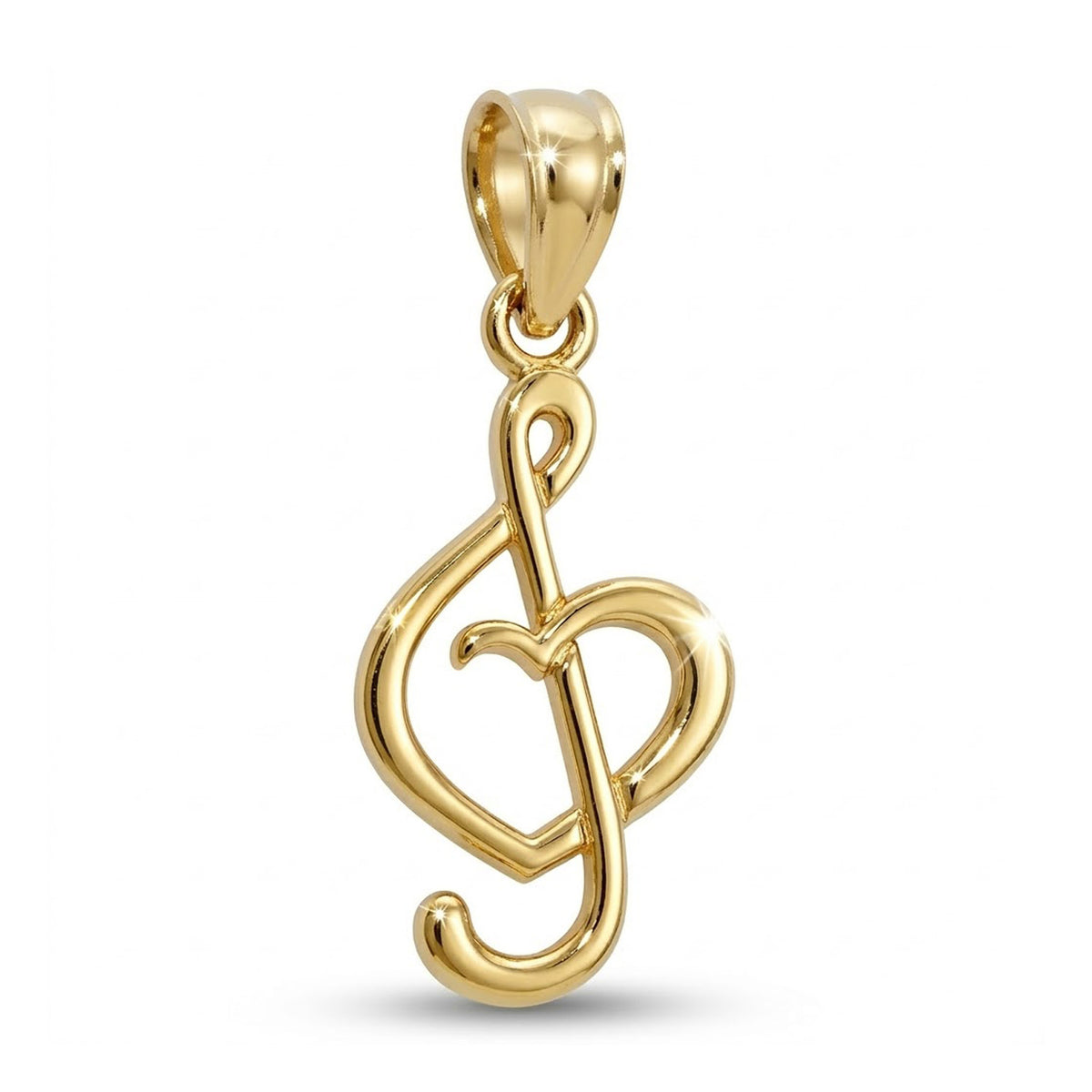 Gold Heart Treble Clef Pendant