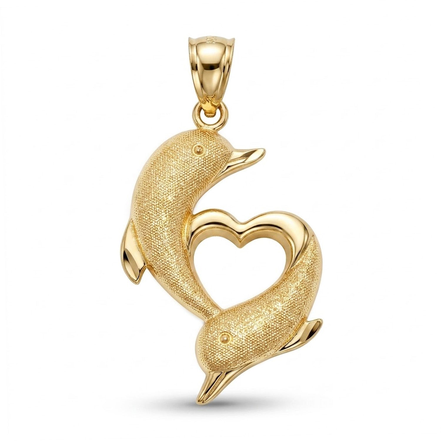 Gold dolphin pendant , textured finish