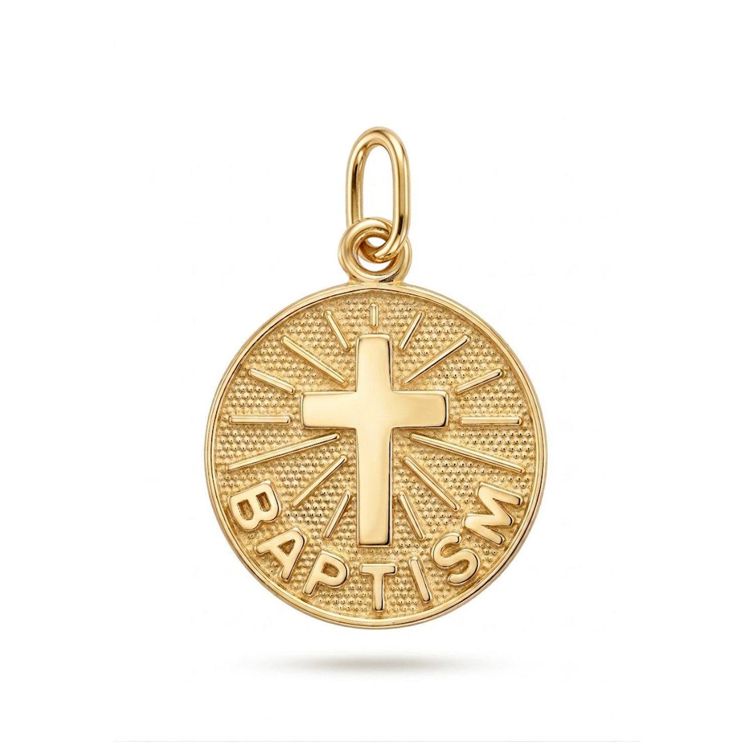 Gold Baptism Cross Medallion Pendant