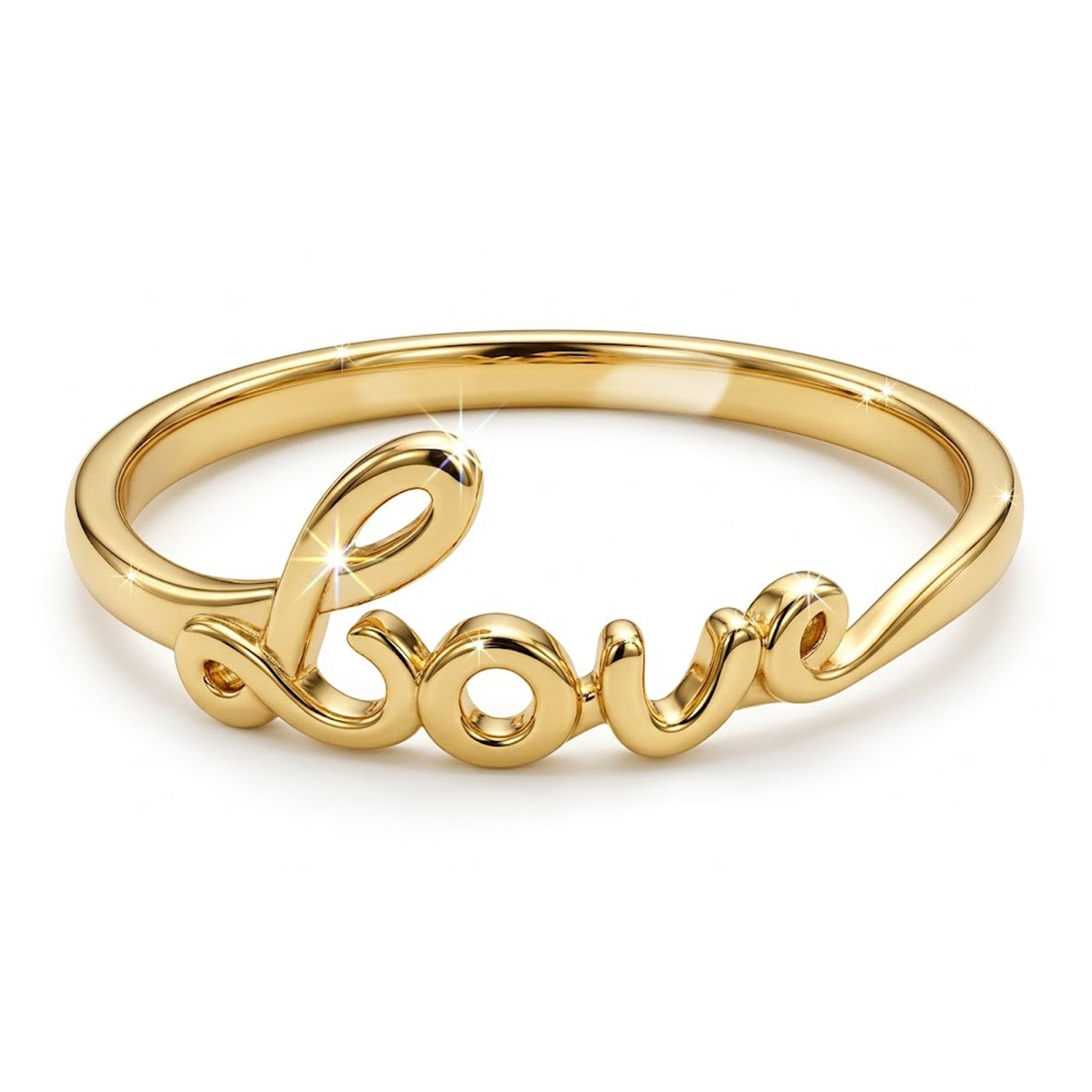 Gold love ring made in 14 karat gold 