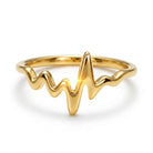 gold heartbeat ring made from 14 karat gold 
