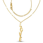 Gold necklace with 'LOVE' pendant on a white background