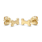 Gold dog bone earring stud