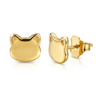 Gold cat-shaped earrings on a white background