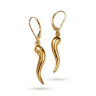 Gold italian horn lever back earring 