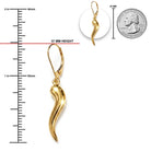 Gold italian horn lever back earring sizing chart