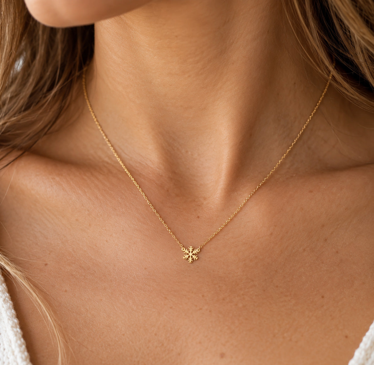 [group:yg]gold snowflake pendant necklace 
