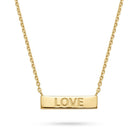 Gold love bar pendant necklace 