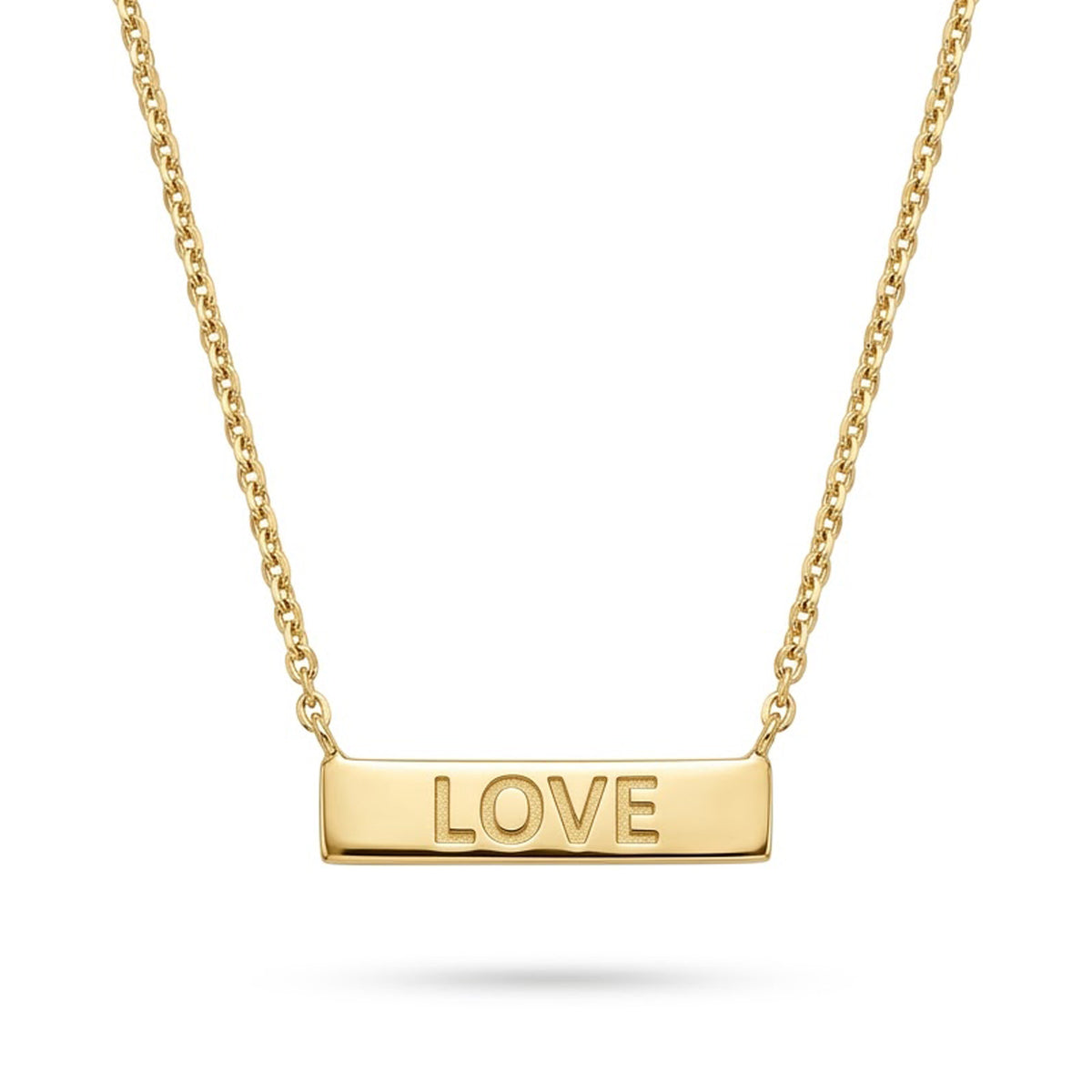 Gold love bar pendant necklace 