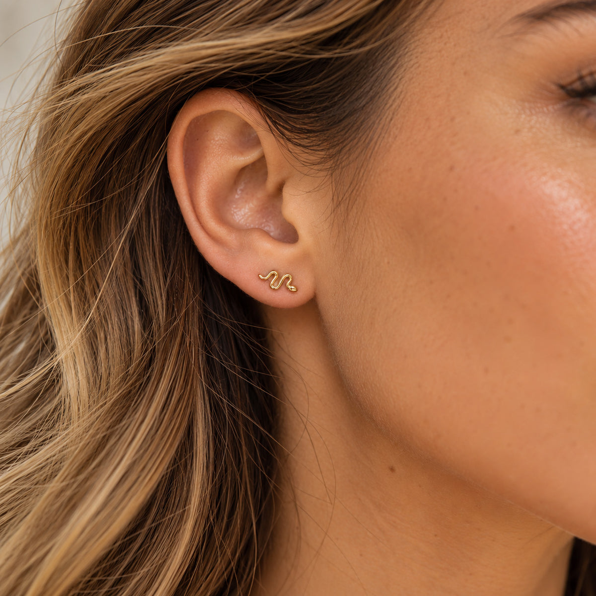 gold snake earring