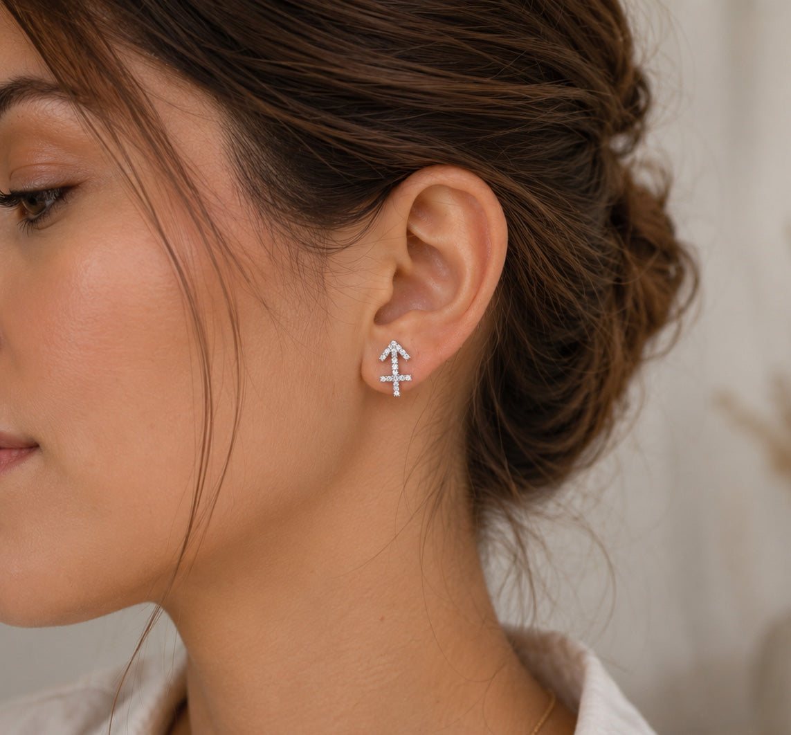 [group: silver-sagittarius] silver sagittarius zodiac earring 