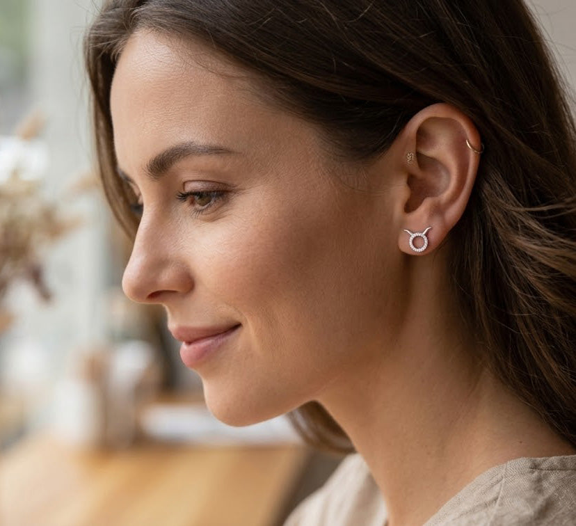 [group:silver-taurus] silver taurus zodiac earring