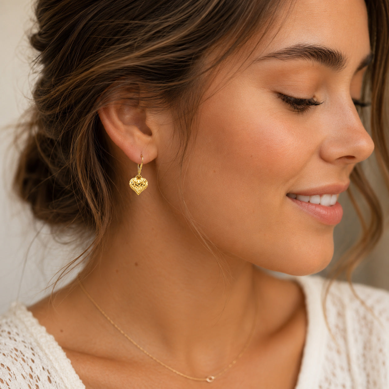 Gold Puffed Heart Earring