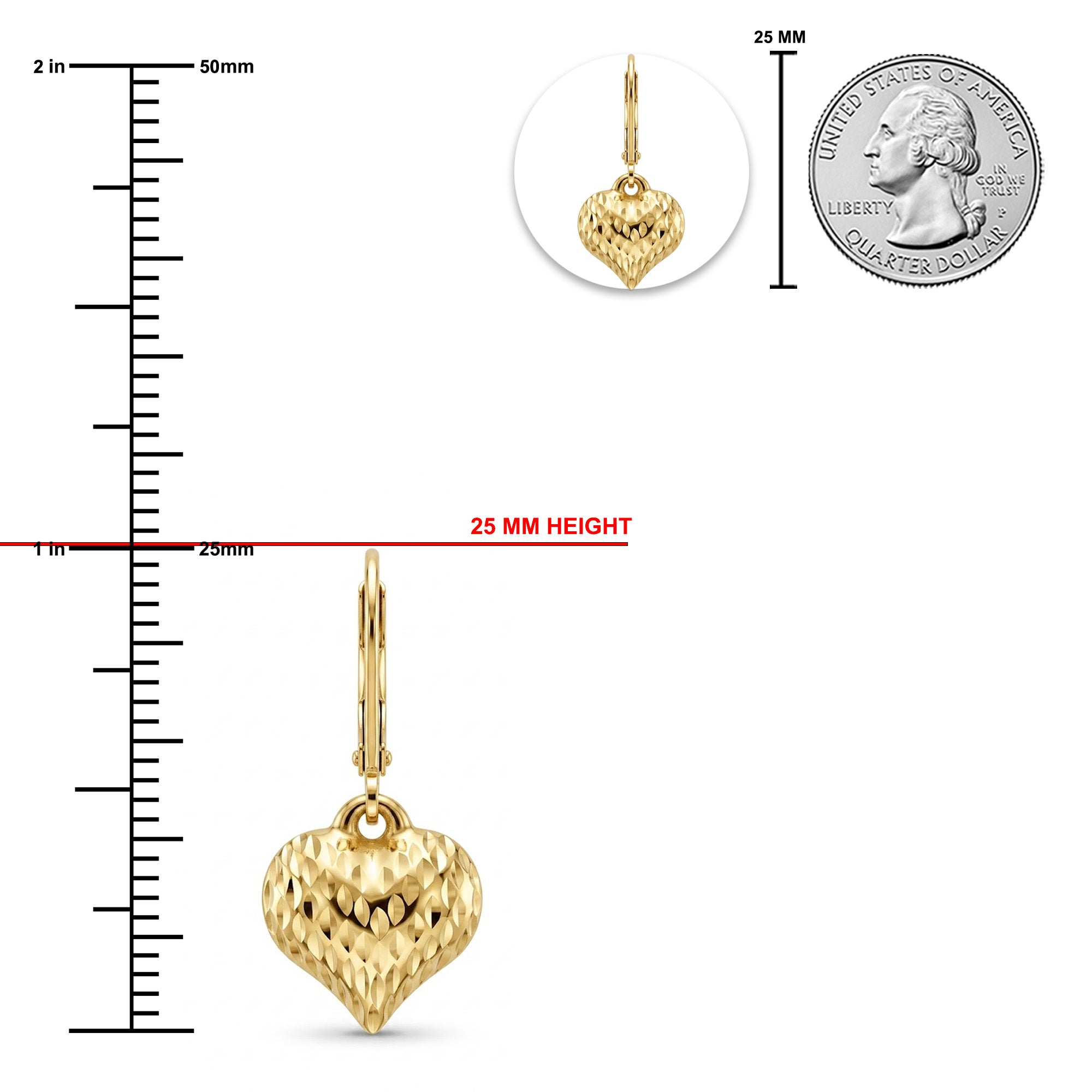 Gold Puffed Heart Earring