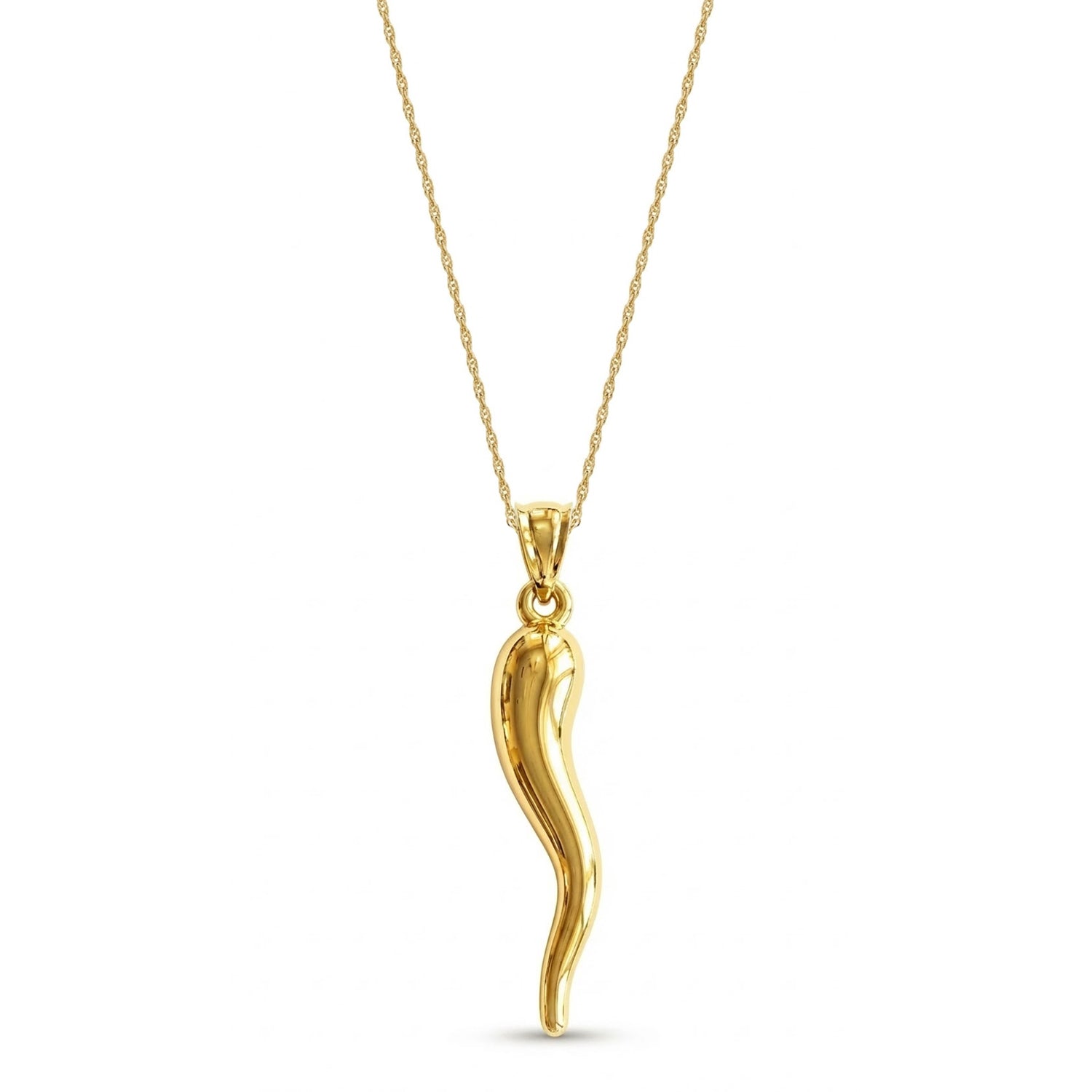 [group:large] Gold Italian Horn with rope chain 