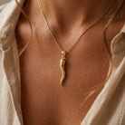 [group: large] Gold Italian Horn Pendant 