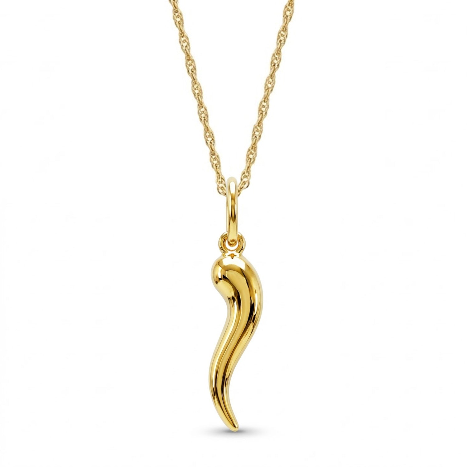 [group:small] Gold Italian Horn with rope chain 