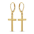 gold cross earring with lever back 