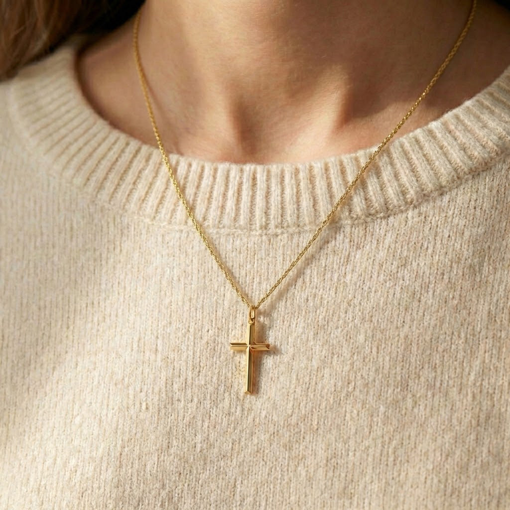 [group: 10k-gold-small] Gold Cross Pendant Necklace