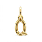 [group: q-10k-gold] A polished yellow gold initial pendant charm shaped like the letter 'Q', shown on a clean white background.