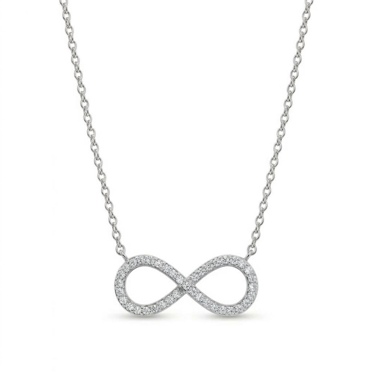 [group:silver] infinity necklace with cz stones 