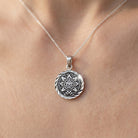 Silver aztec mayan calendar necklace 