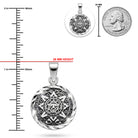 silver aztec mayan calendar pendant sizing chart