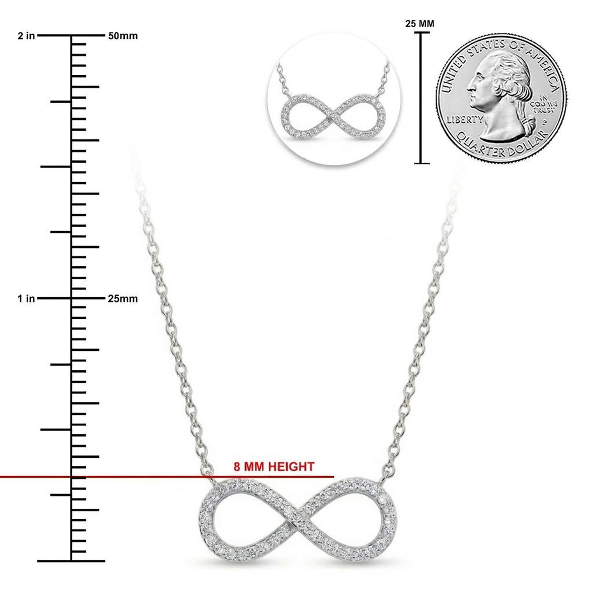 [group:silver] infinity necklace with cz stones 