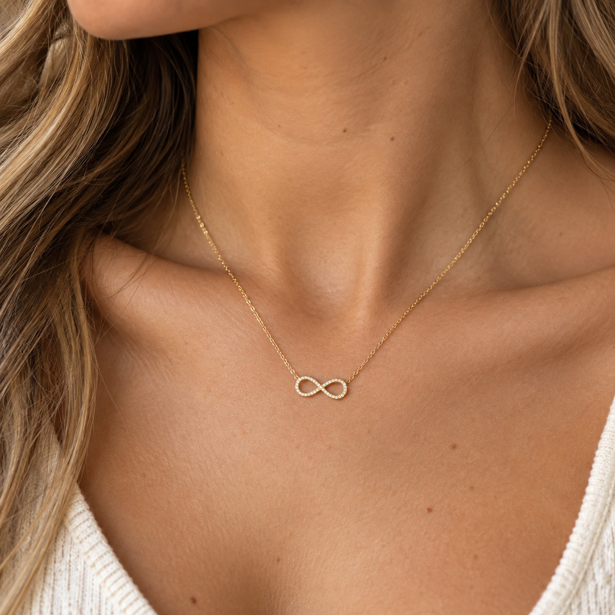 [group:gp] infinity necklace with cz stones 