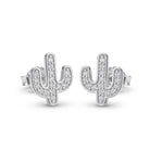 silver catus earring with cz stones 