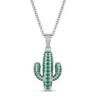 SILVER CACTUS PENDANT NECKLACE 