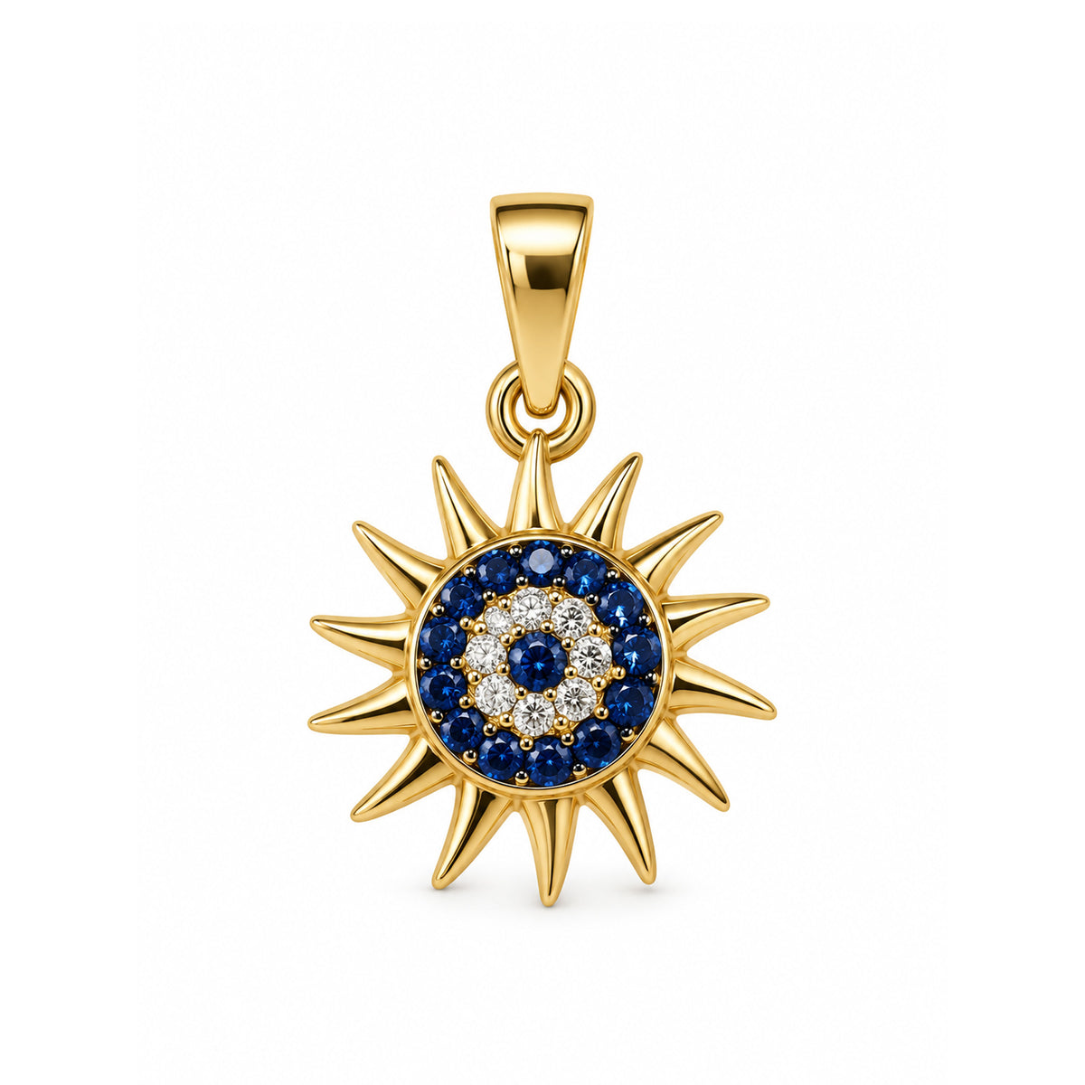 Gold Plated Evil Eye Sun Pendant