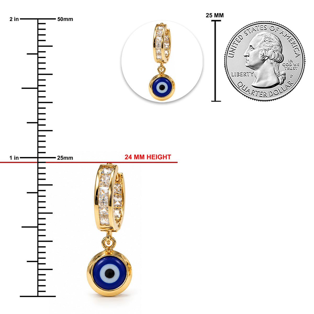 gold evil eye dangle eargin 