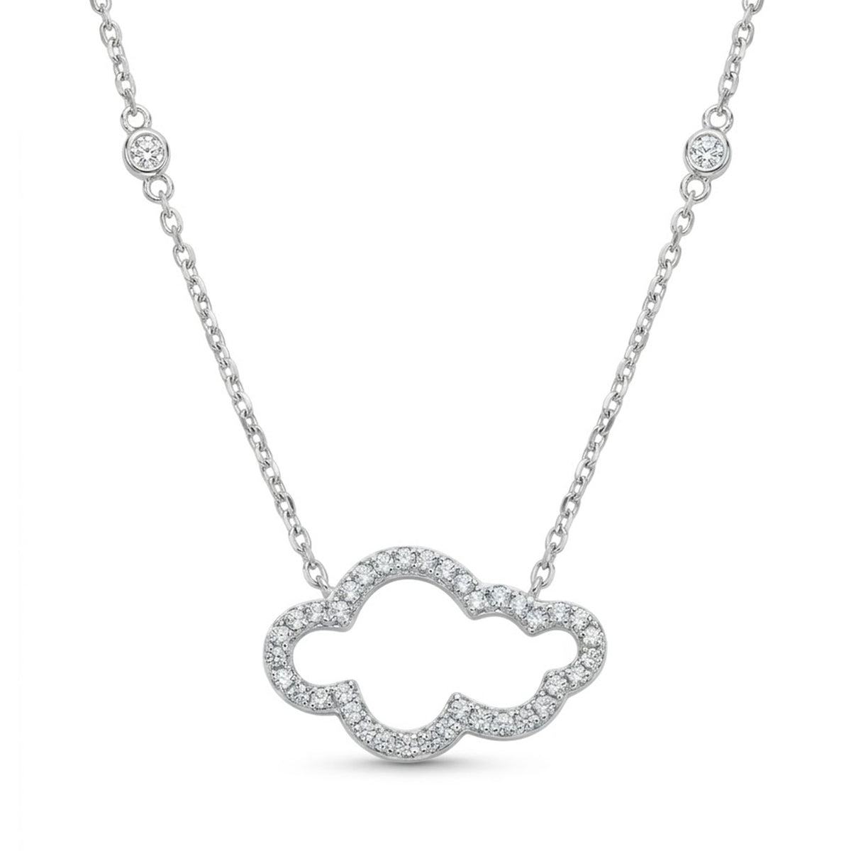 silver cloud necklace with cz stones