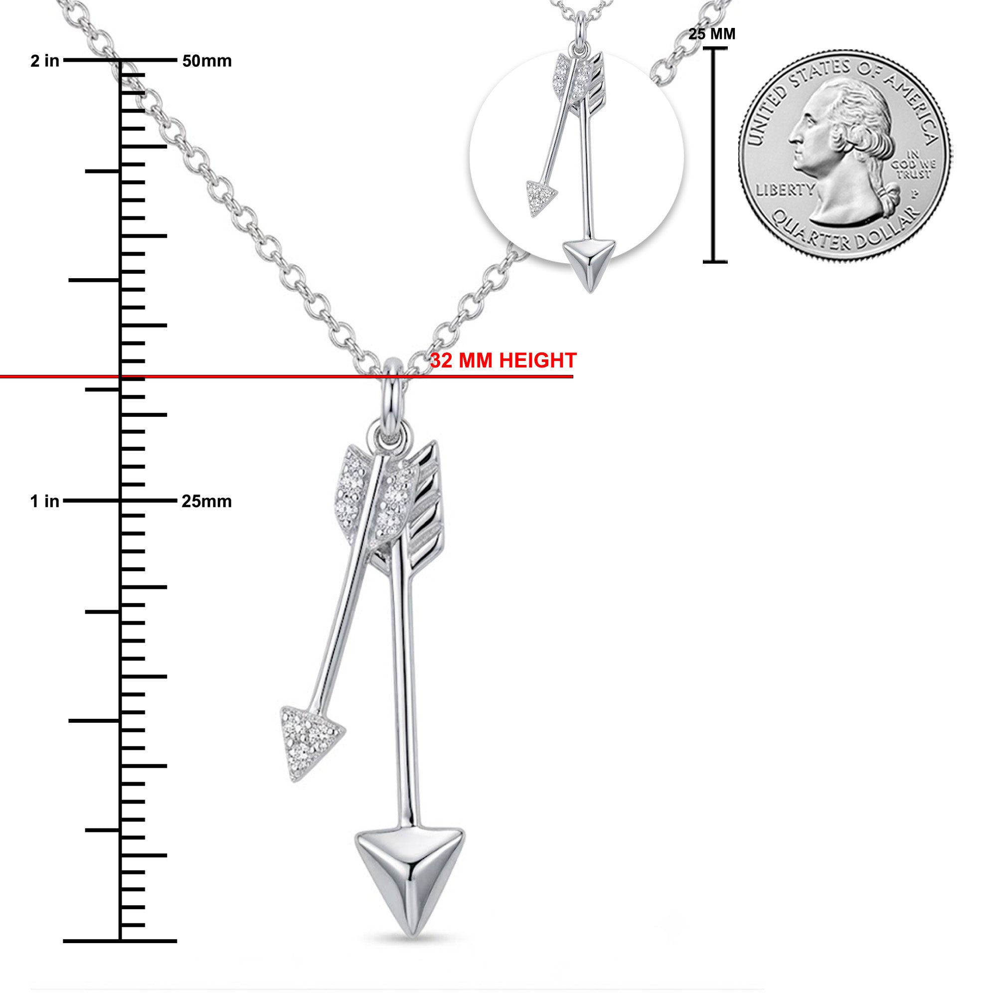 Silver Arrow Necklace sizing chart