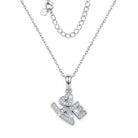 Silver necklace with a heart-shaped pendant on a white background