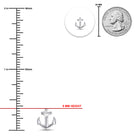Silver anchor earrings with a ruler for size reference on a white background
