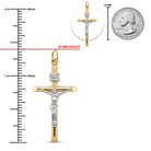 Gold Two Tone Jesus Crucifix Pendant sizing chart