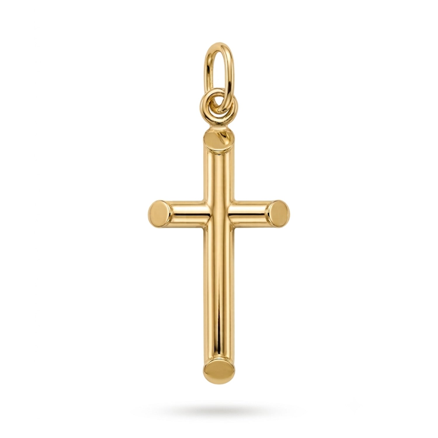 [group: small] Gold 3d tube cross pendant 